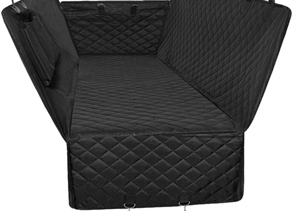 Honest Luxury Quilted Dog Car Seat Covers with Side Flap Pet Backseat Cover for Cars, Trucks, and Suvs - Waterproof  Nonslip Diamond Pattern Dog Seat Cover Black Large (57Wx60L)