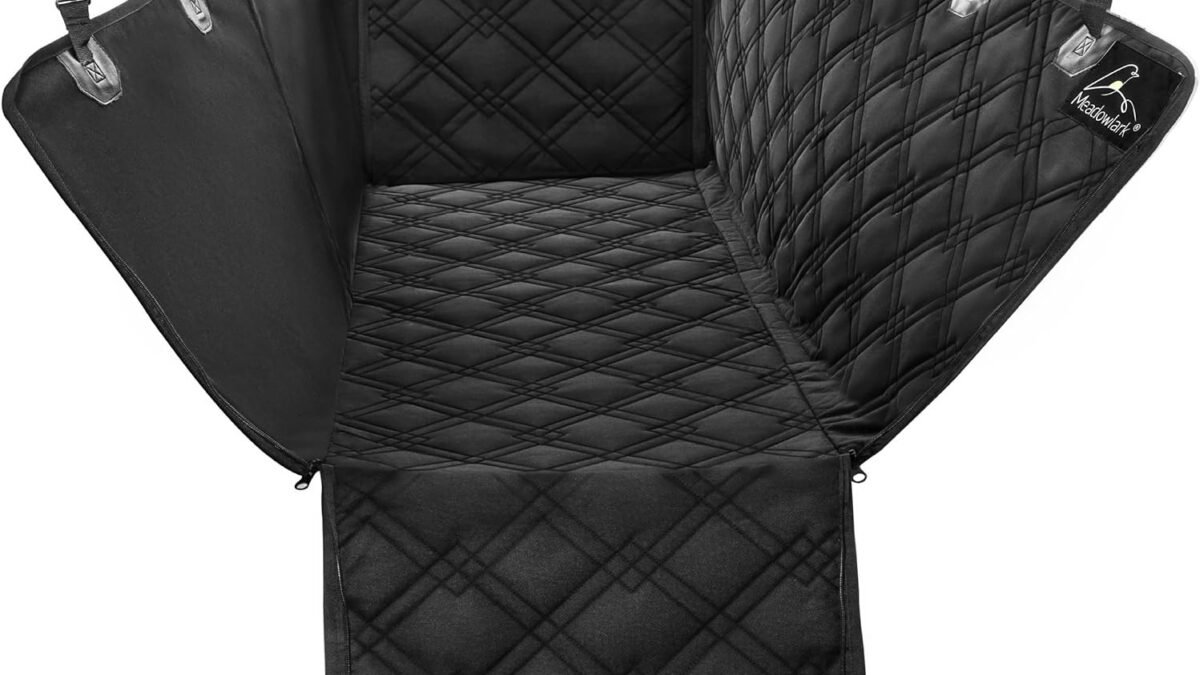 Meadowlark Dog Car Seat Cover, X-Large Heavy Duty Dog Seat Cover for Back Seat, Extra Padded Non-Slip Dog Hammock, Water-Resistant Back Seat Protector for Cars Trucks and SUVs (60” W x 64 L)