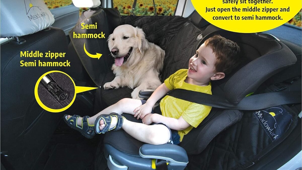 Meadowlark Dog Car Seat Cover, X-Large Heavy Duty Dog Seat Cover for Back Seat, Extra Padded Non-Slip Dog Hammock, Water-Resistant Back Seat Protector for Cars Trucks and SUVs (60” W x 64 L)