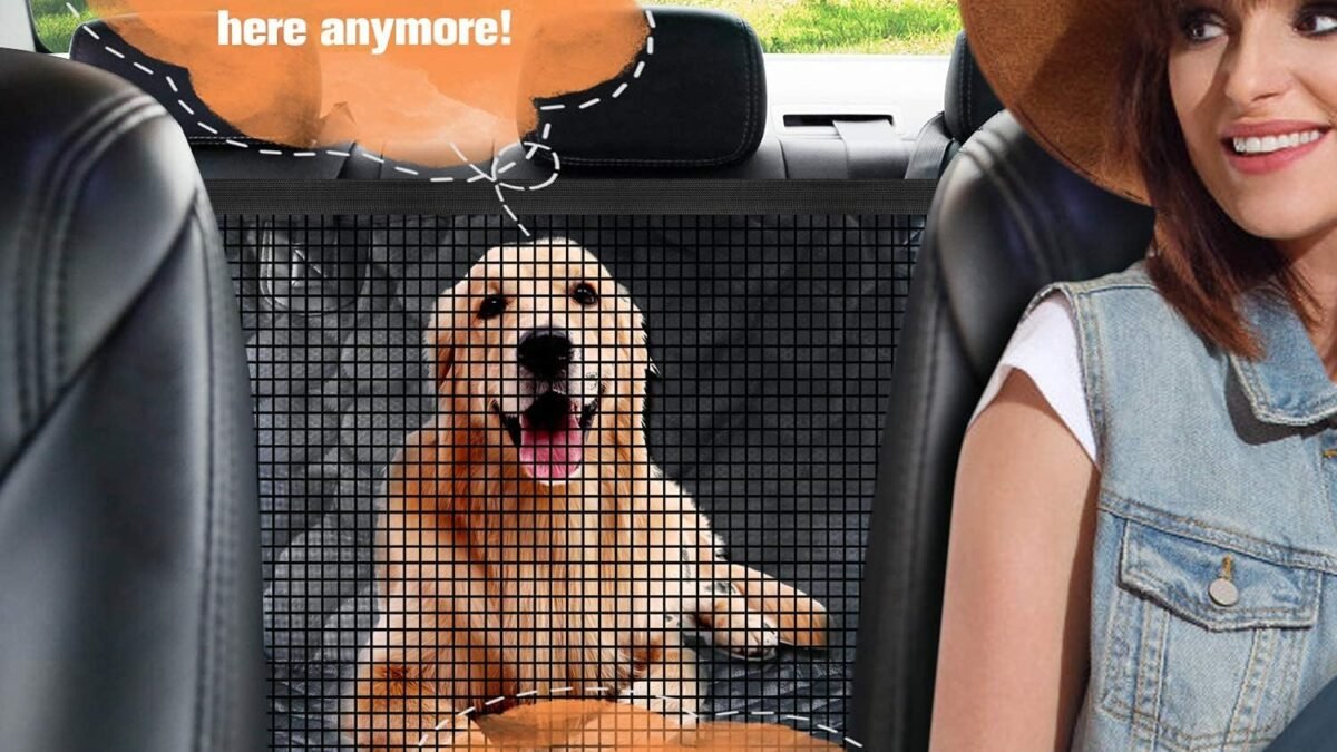 PETICON Dog Car Seat Cover with Mesh Window, 100% Waterproof Dog Seat Cover for Back Seat, Scratchproof Back Seat Protector for Dog, Nonslip Dog Hammock for Cars, Trucks, SUVs, Jeeps, Black