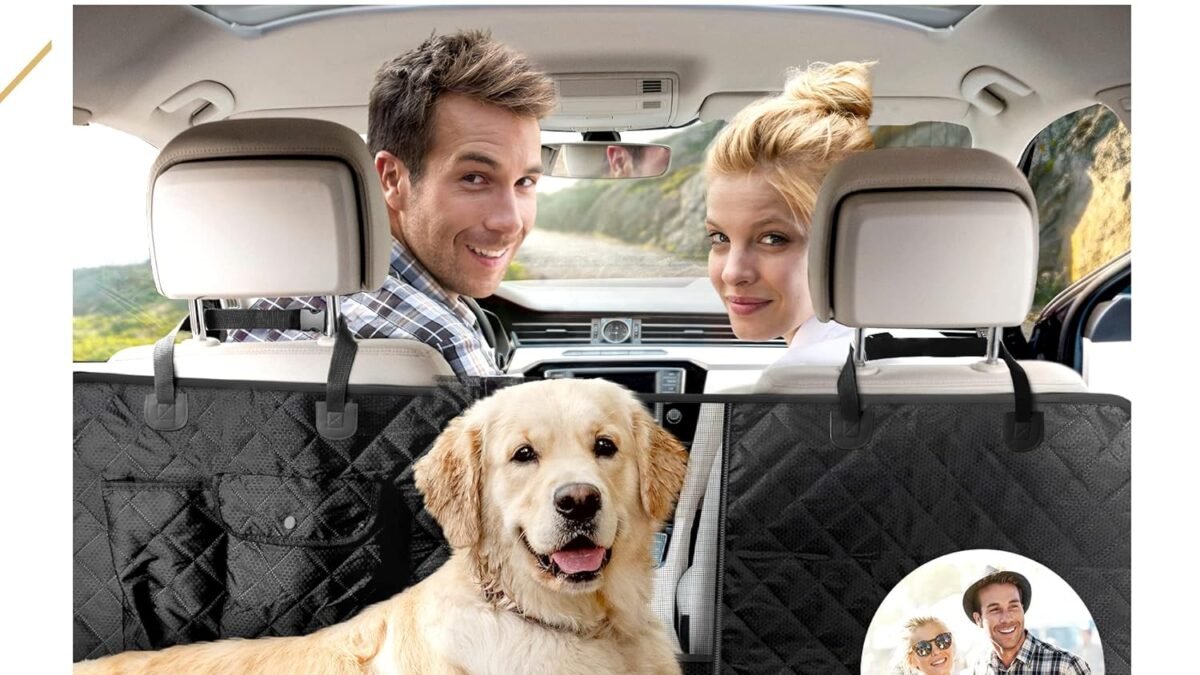 PETPROVED Dog Car Seat Cover for Back Covers Dogs Waterproof Cars Convertible Protector Backseat Rear Hammock - Pink